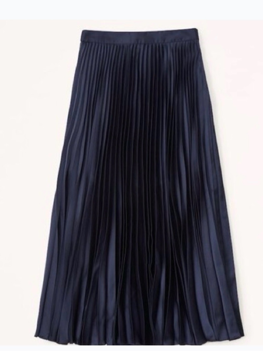 Elizabeth and James Pleated Satin Midi Skirt Navy Blue